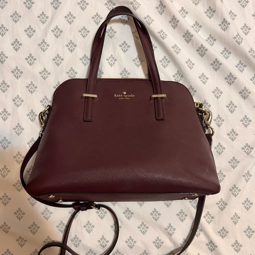 Kate Spade New York Cedar Street Maise wine burgundy crossbody satchel